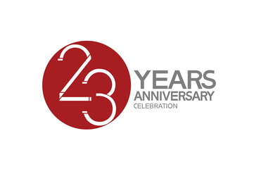 23 years anniversary logotype design with big red circle can be use for company celebration, greeting card and template