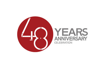 48 years anniversary logotype design with big red circle can be use for company celebration, greeting card and template