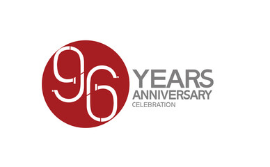 96 years anniversary logotype design with big red circle can be use for company celebration, greeting card and template