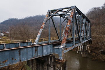 Modern Railroad Bridge with Primer Paint Showing - Appalachian Mountains of Eastern Kentucky