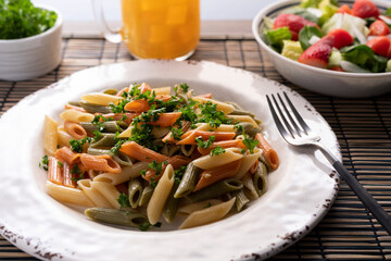 Butter penne pasta with parsley