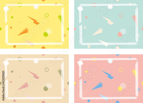マスキングテープフレーム 可愛らしい幾何学背景セット Poster Kid A