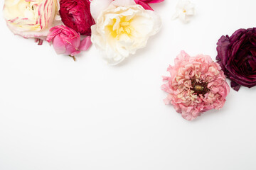 Beautiful floral flat lay with copy space