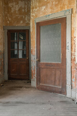 Antique Doors with Lead Glass Windows - Abandoned Prosperity Two Room School - Coalfields of West Virginia