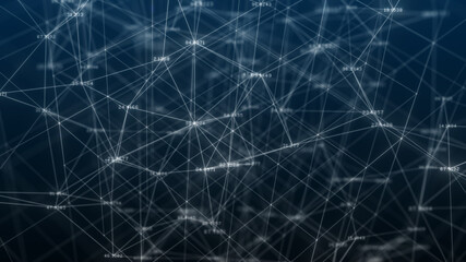 Network connections of Information technology big data cloud computing network  - 3D Illustration Rendering