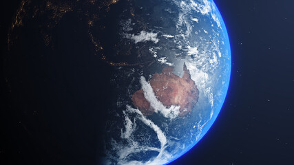 Australia from Space, Planet Earth featuring the Australian continent - 3D Illustration Rendering