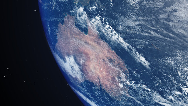 Australia from Space, Planet Earth featuring the Australian continent - 3D Illustration Rendering