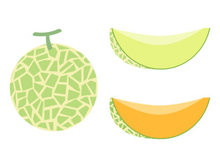 メロンとカットメロンのイラスト