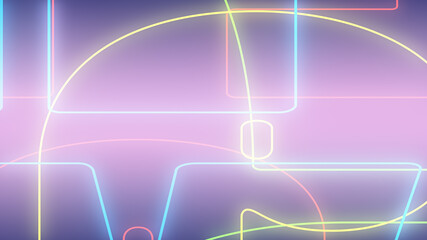 Abstract pink green and yellow neon pastel light gradient background.3d render illustration.