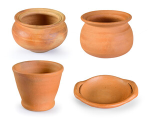 Clay pot on white background