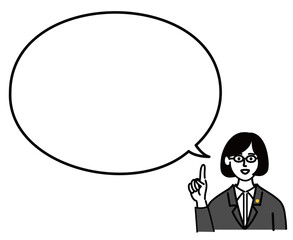 女性　ミドルエイジ 　士業　メガネ　ベクター　ポップ　提案　空欄
