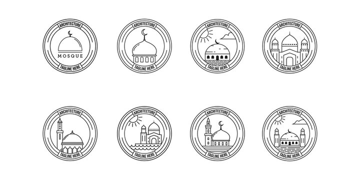 set / bundle architecture logo, mosque building vector illustration design