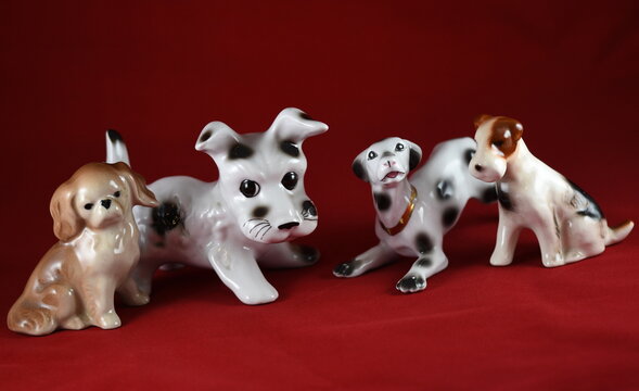 porcelain dogs  on ablue background