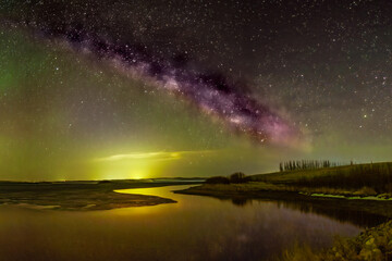 Milky Way Dances with Northern Lights