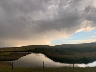 sunset over the lake