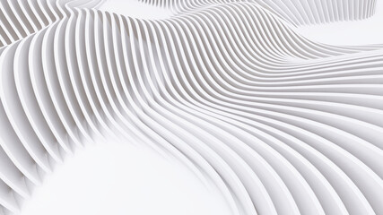 Abstract Curved Shapes. White Circular Background.