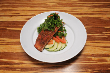 Vegetarian Kale Salad with Salmon