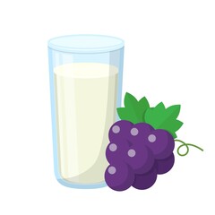 Cartoon comic vector with grape juice and glass cup