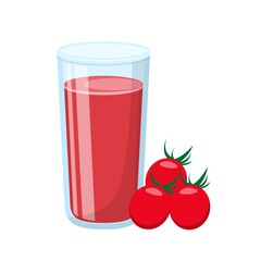 Cartoon comic vector of tomato juice with glass cup