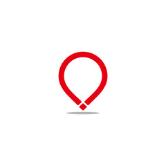 Fototapeta premium simple geometric red pin location shadow design symbol vector