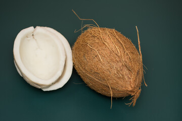 Whole coconut cracked open,Coconut with half  ,Moldy coconut