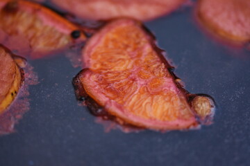 Traditional Christmas mulled wine hot drink. red wine with cloves, nutmeg,cinnamon and orange