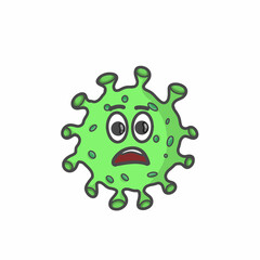 Cute Corona Virus Character Flat Cartoon Vector Template Design Illustration