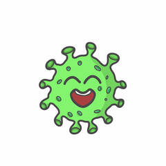 Cute Corona Virus Character Flat Cartoon Vector Template Design Illustration