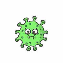 Cute Corona Virus Character Flat Cartoon Vector Template Design Illustration
