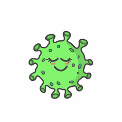 Cute Corona Virus Character Flat Cartoon Vector Template Design Illustration