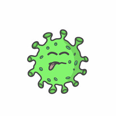 Cute Corona Virus Character Flat Cartoon Vector Template Design Illustration