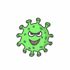 Cute Corona Virus Character Flat Cartoon Vector Template Design Illustration
