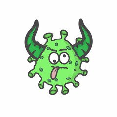 Cute Corona Virus Character Flat Cartoon Vector Template Design Illustration