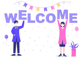 Welcome Vector Illustration For The Opening Of Web Page, Banner, Presentation, Social Media, Documents, Posters, or Greeting Cards