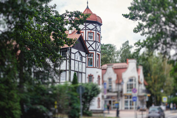 View of Svetlogorsk, former german Rauschen, coastal resort town, Svetlogorsky District, Kaliningrad Oblast, Russia, Baltic Sea coast, with scenery beyond the city and sea