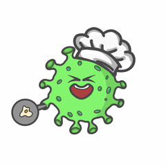 Cute Corona Virus Character Flat Cartoon Vector Template Design Illustration