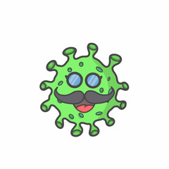 Cute Corona Virus Character Flat Cartoon Vector Template Design Illustration