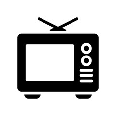 Television icon vector illustration in solid style about multimedia for any projects