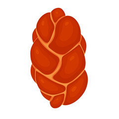 Challah is the national Jewish food. White bread. Vector illustration isolated on white background.