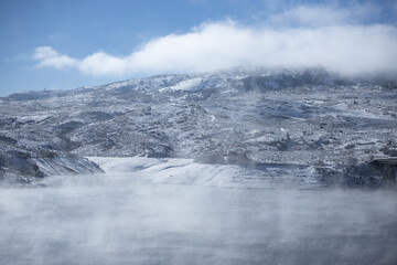 snow covered mountains