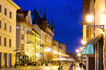 Image of Torun old town streets and building in twilight, Poland