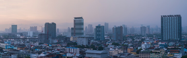 morning time and rainy day over Bangkok city, thailand