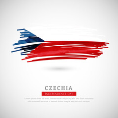 Brush flag of Czechia country. Happy independence day of Czechia with grungy flag background