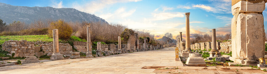 Fototapeta na wymiar State agora near library of Celsus in ancient city of Ephesus