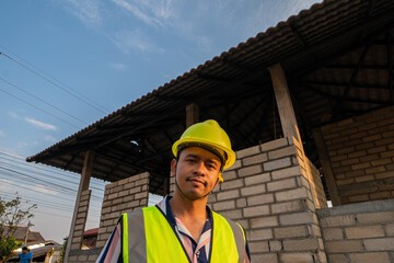 Foreman inspect in construction site home building