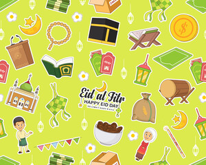 Vector flat seamless texture pattern Eid mubarak