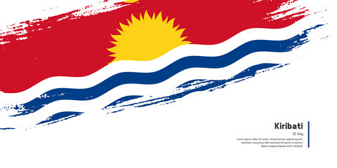 Creative hand drawing brush flag of Kiribati country for special independence day