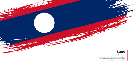 Creative hand drawing brush flag of Laos country for special independence day