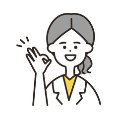 医者　女性　OK　上半身　イエローカラー