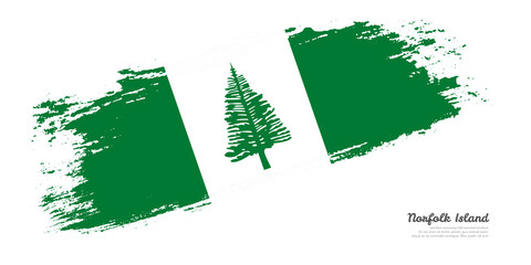 Hand painted brush flag of Norfolk Island country with stylish flag on white background